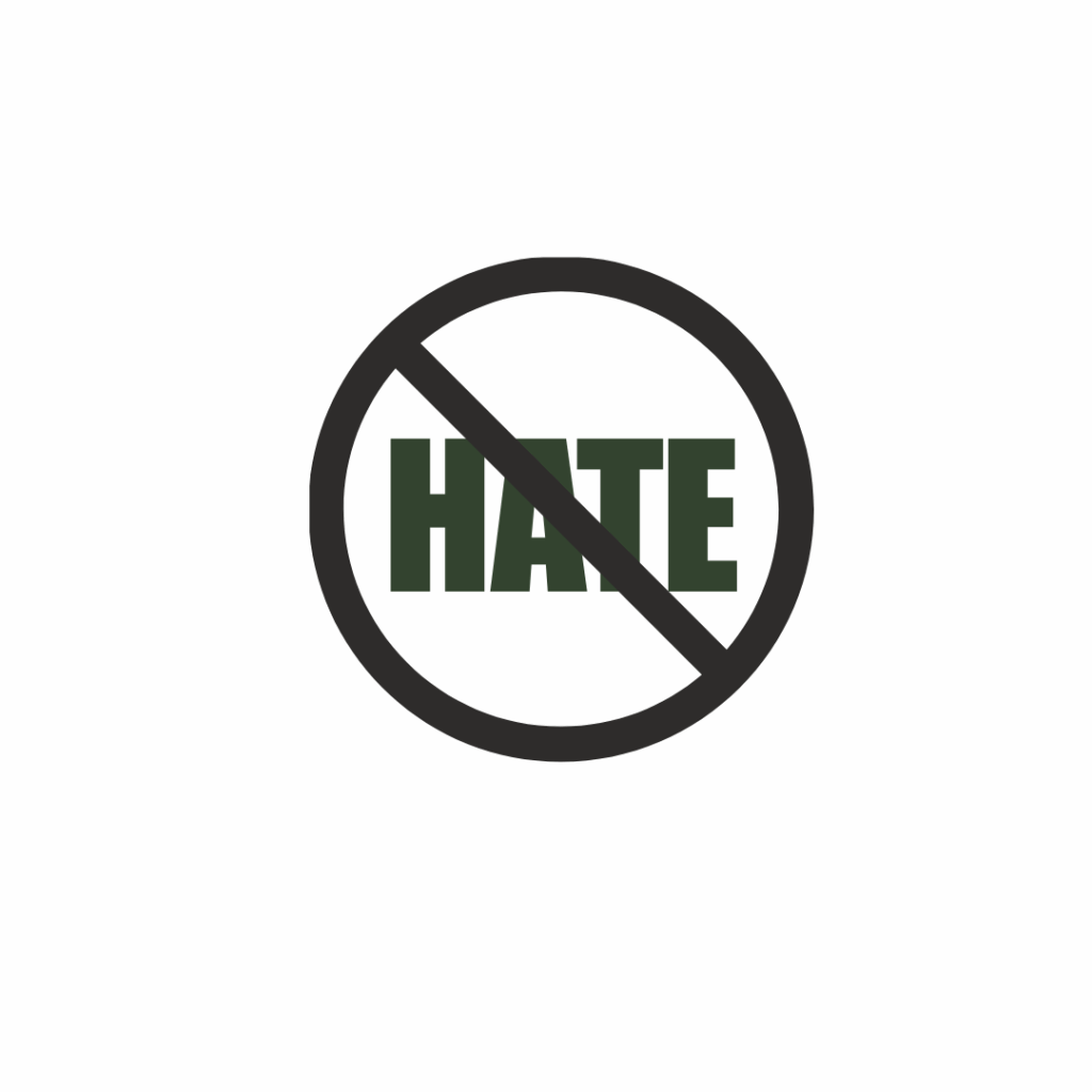 The word hate crossed out